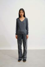 Sweter z dekoltem w serek – Galise – Anthracite Chiné