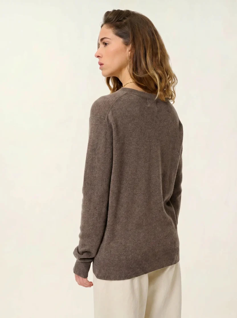 V-Neck Jumper - Gardoria - Mottled Taupe