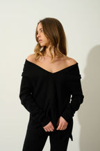 V-Neck Jumper Front And Back - Giegn - Black