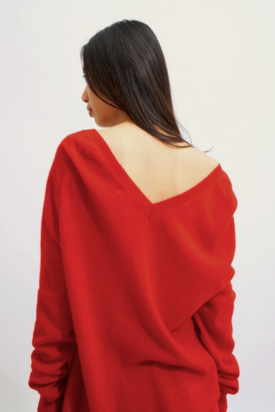 Pull Col V Devant Et Dos - Giegn - Rouge