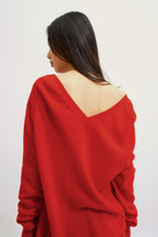Pull Col V Devant Et Dos - Giegn - Rouge