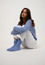 V-Neck Jumper Giusalet - Sky - 100% 2-Ply Cashmere