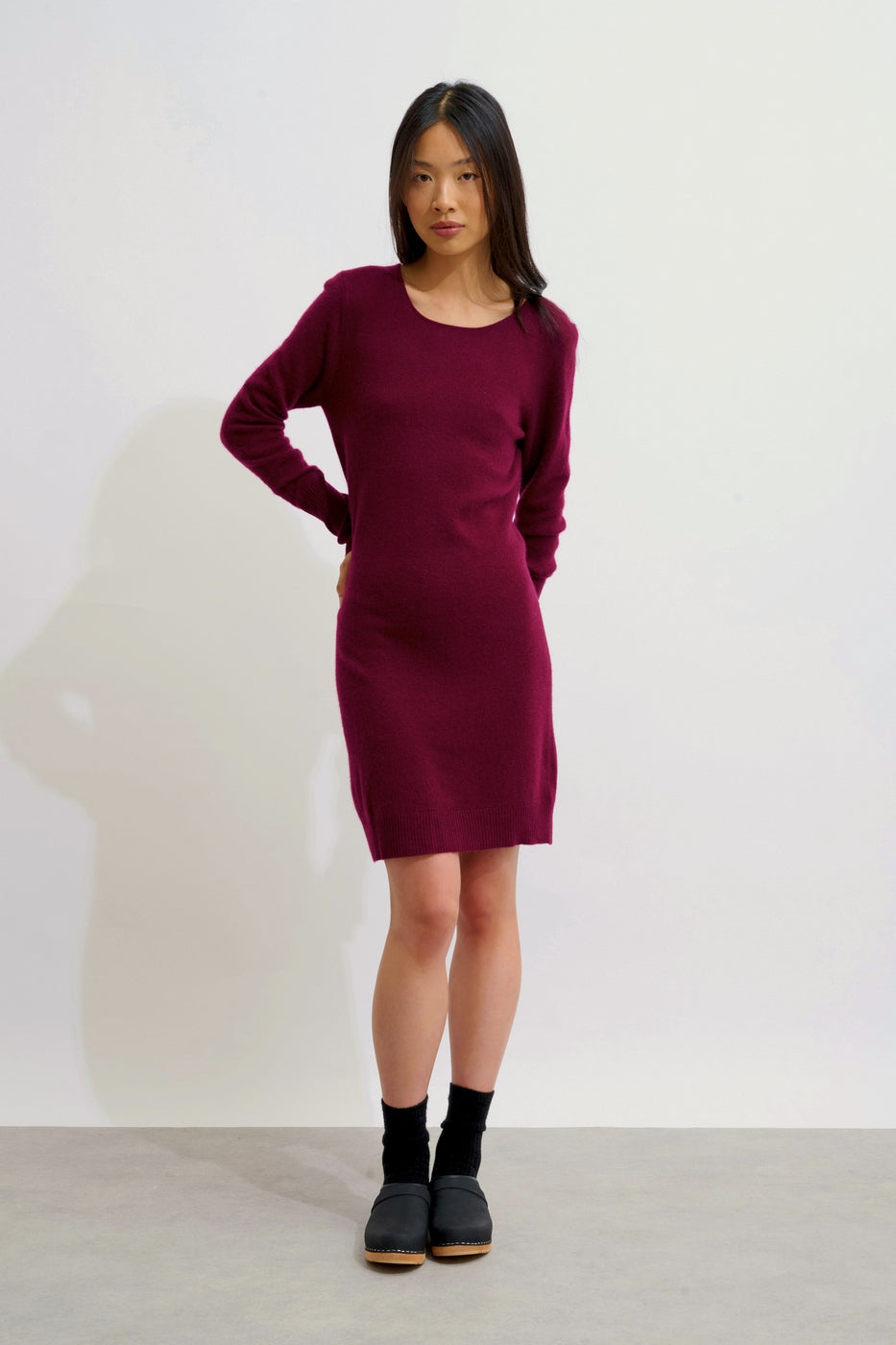 Crew Neck Dress - Armet - Burgundy