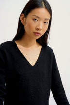 Vestido Cuello V - Capelet - Negro