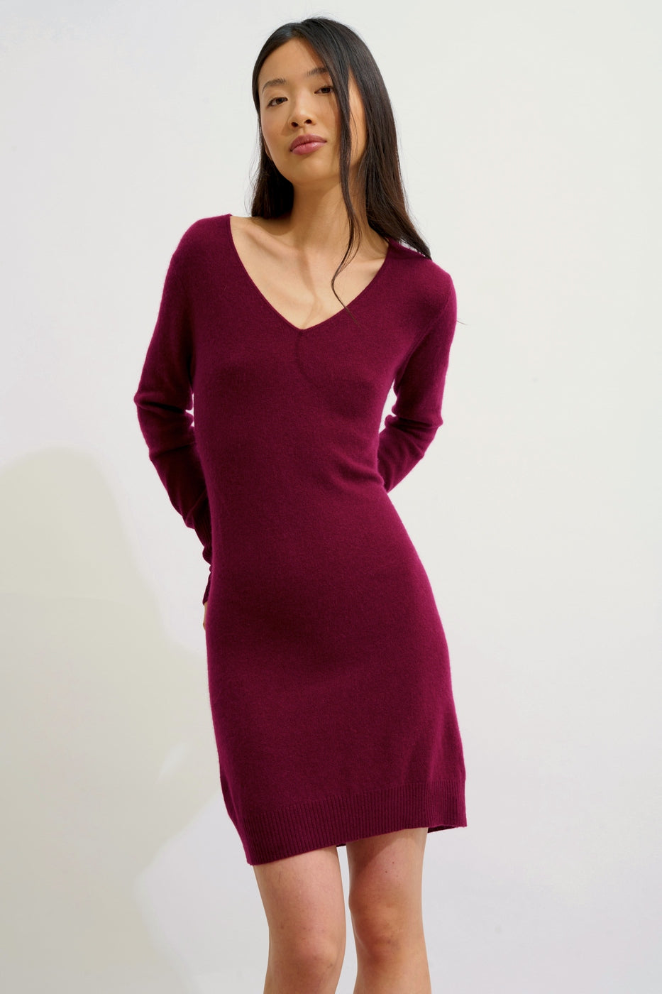 Robe Col V - Capelet - Bordeaux