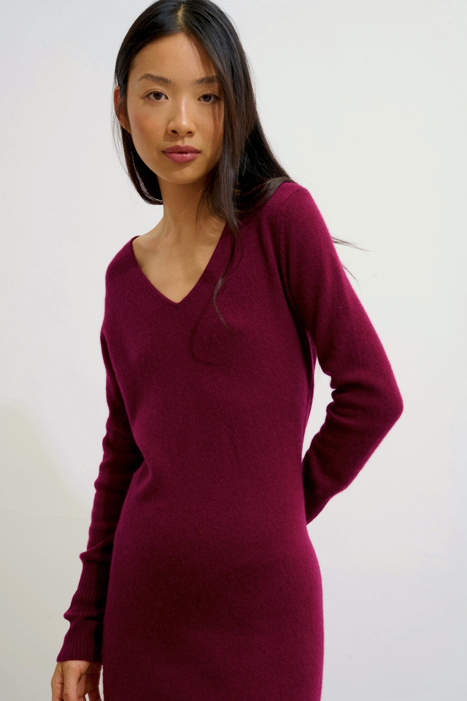 Robe Col V - Capelet - Bordeaux