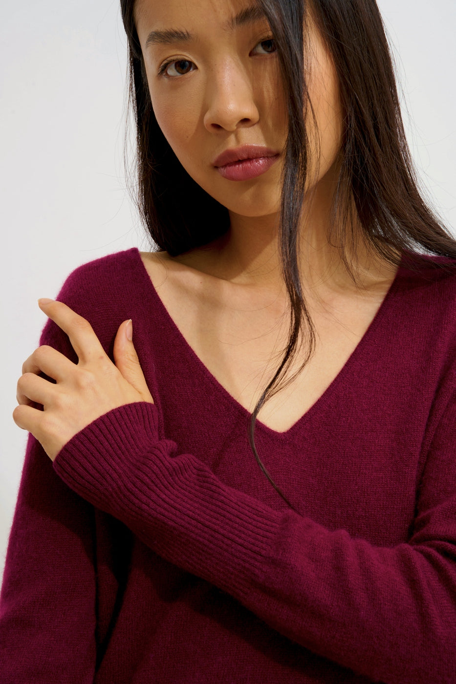 Robe Col V - Capelet - Bordeaux