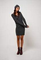 Robe Col V - Capelet - Anthracite Chiné