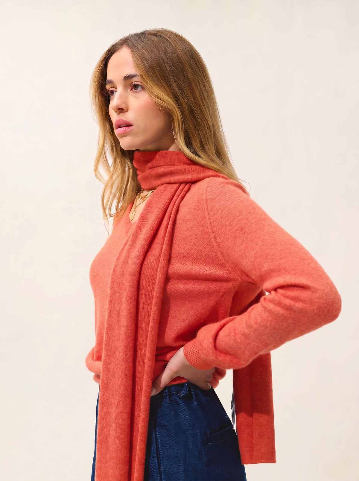 Écharpe Vaymont - 100% Cachemire, 2 Fils - Orange Chiné