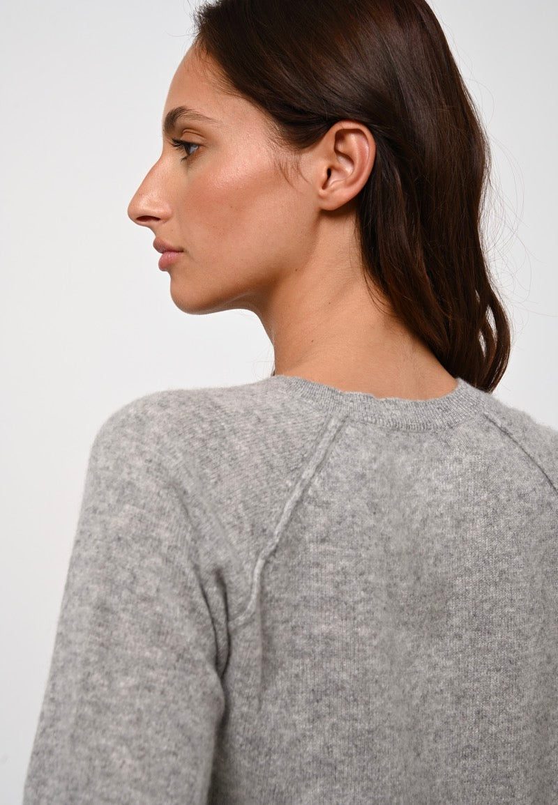 Pull Col Rond Etret - Nuage Chiné - 100% Cachemire 2 Fils