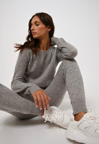 Pull Col Rond Etret - Nuage Chiné - 100% Cachemire 2 Fils