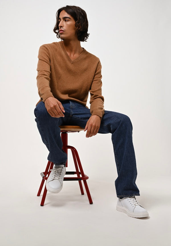 Pull Col V - Agel - Noisette