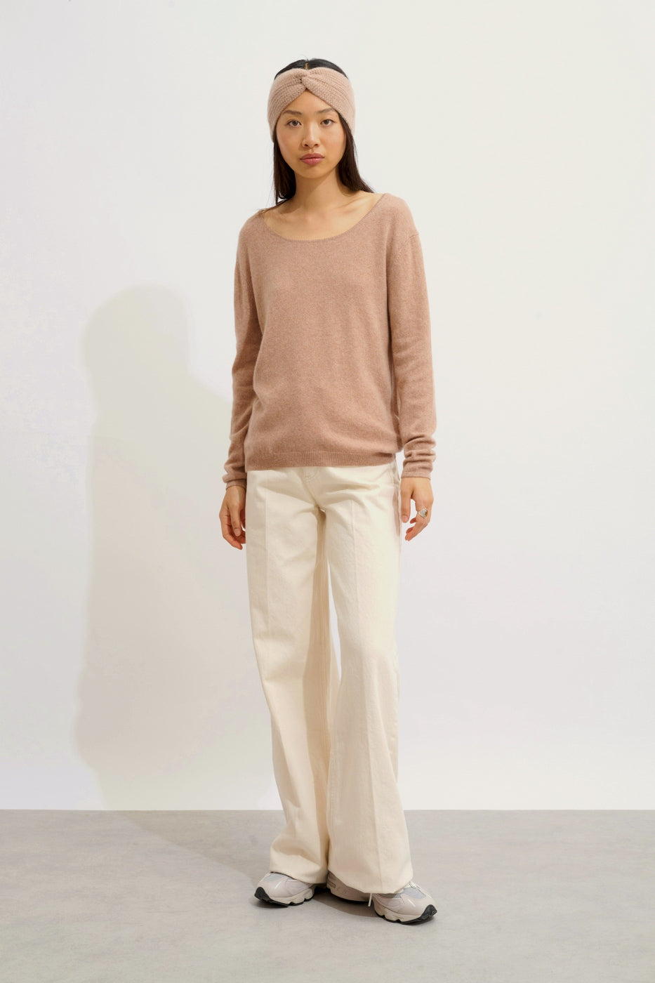 Boat Neck Jumper - Lanfon - Marl Camel