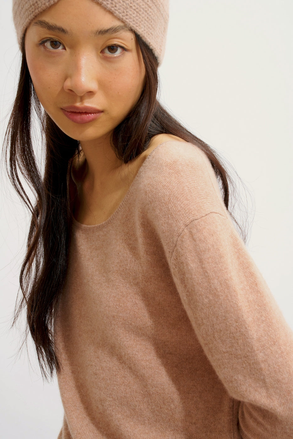 Boat Neck Jumper - Lanfon - Marl Camel