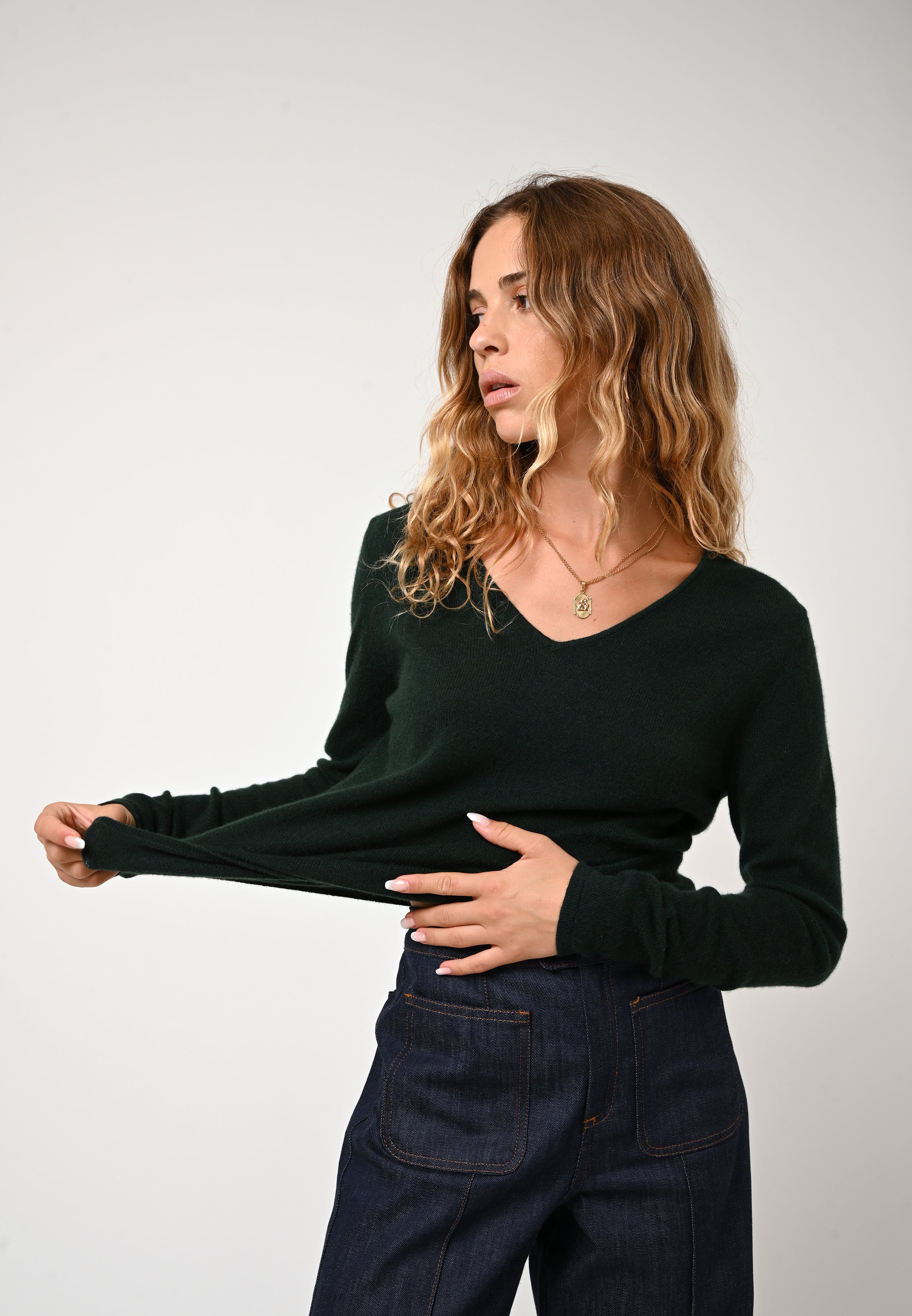 Jersey de cuello en V - Galise - Ciprés