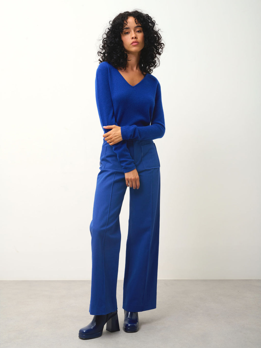 Maglione Scollo A V - Galise - Blu
