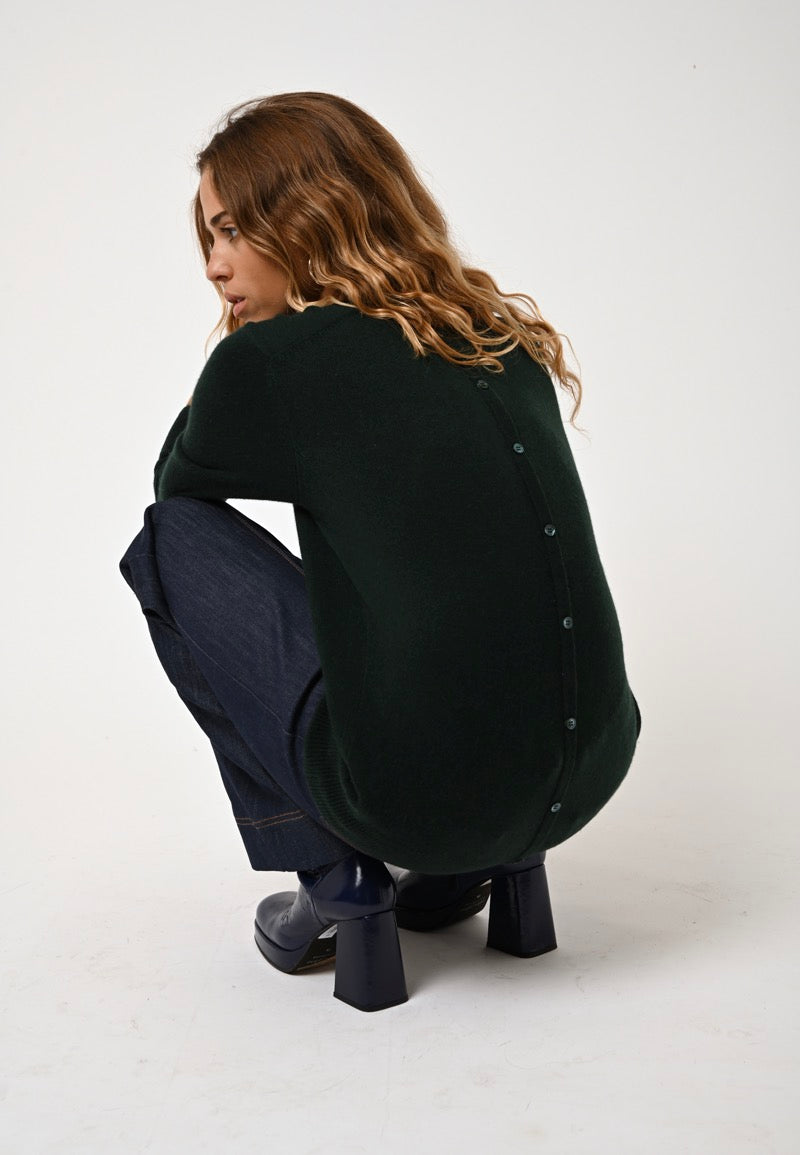 Pull Col Rond Boutonné Dos - Estaris - Cyprès