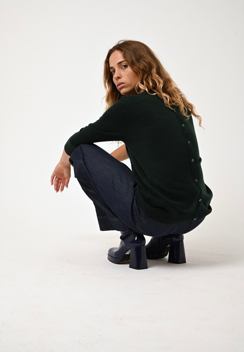Pull Col Rond Boutonné Dos - Estaris - Cyprès