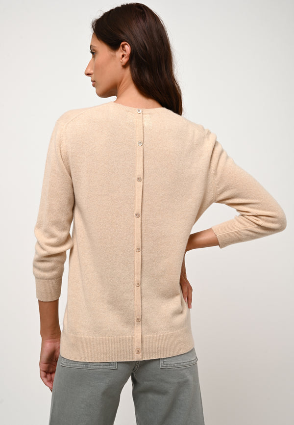 Pull Col Rond Boutonné Dos - Estaris - Sable