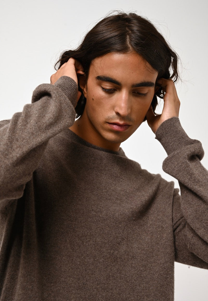 Round Neck Sweater - Aiglière - Mottled Taupe