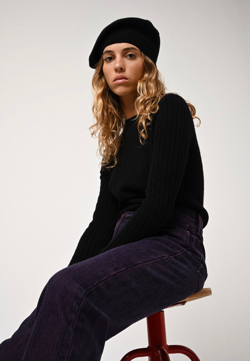 Pull Col Rond - Bella - Noir