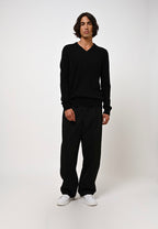 V-Neck 4-Ply Jumper - Victor - Black