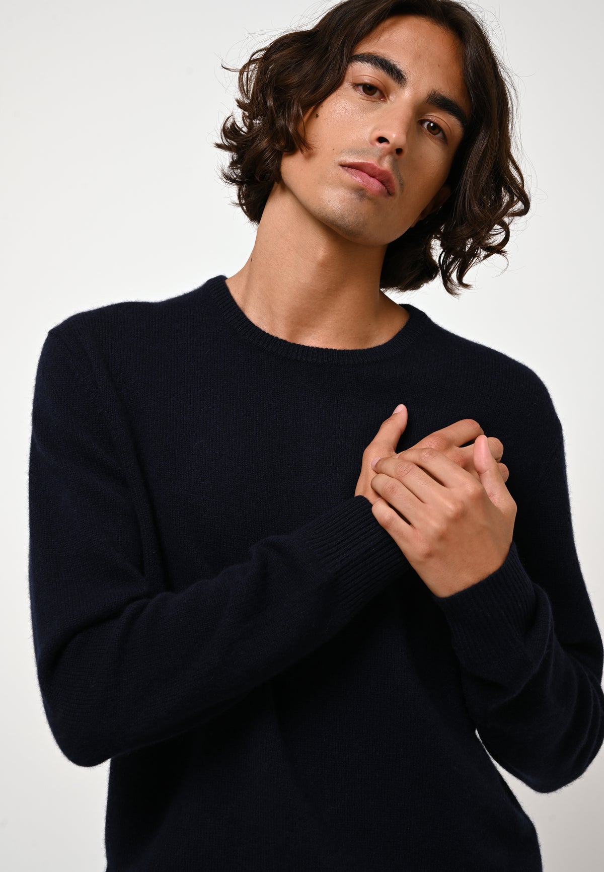 Pull met ronde hals 4-draads - Victo - Navy
