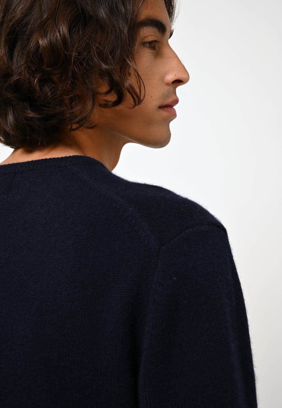 Sweter Z Okrągłym Dekoltem Z 4-nitkowej Przędzy Victo - Navy - 100% Kaszmir 4-nitkowy