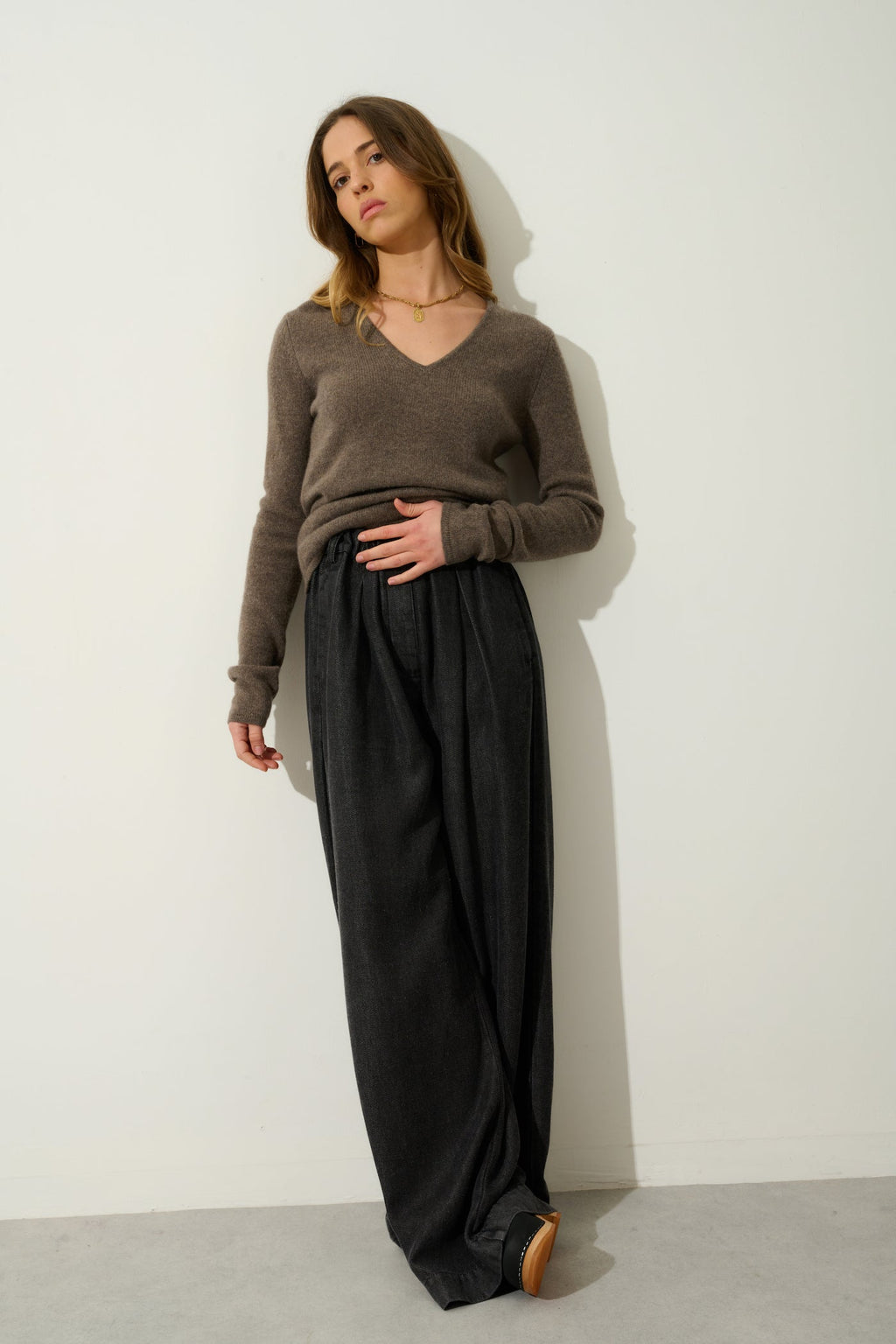 Jersey Cuello V 4 Hilos - Chelsea - Taupe Chiné