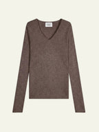 Pull Col V 4 Fils - Chelsea - Taupe Chiné