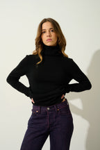 Pull Col Roulé 4 Fils - Linda - Noir