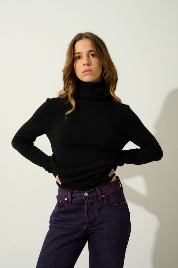 Pull Col Roulé 4 Fils - Linda - Noir