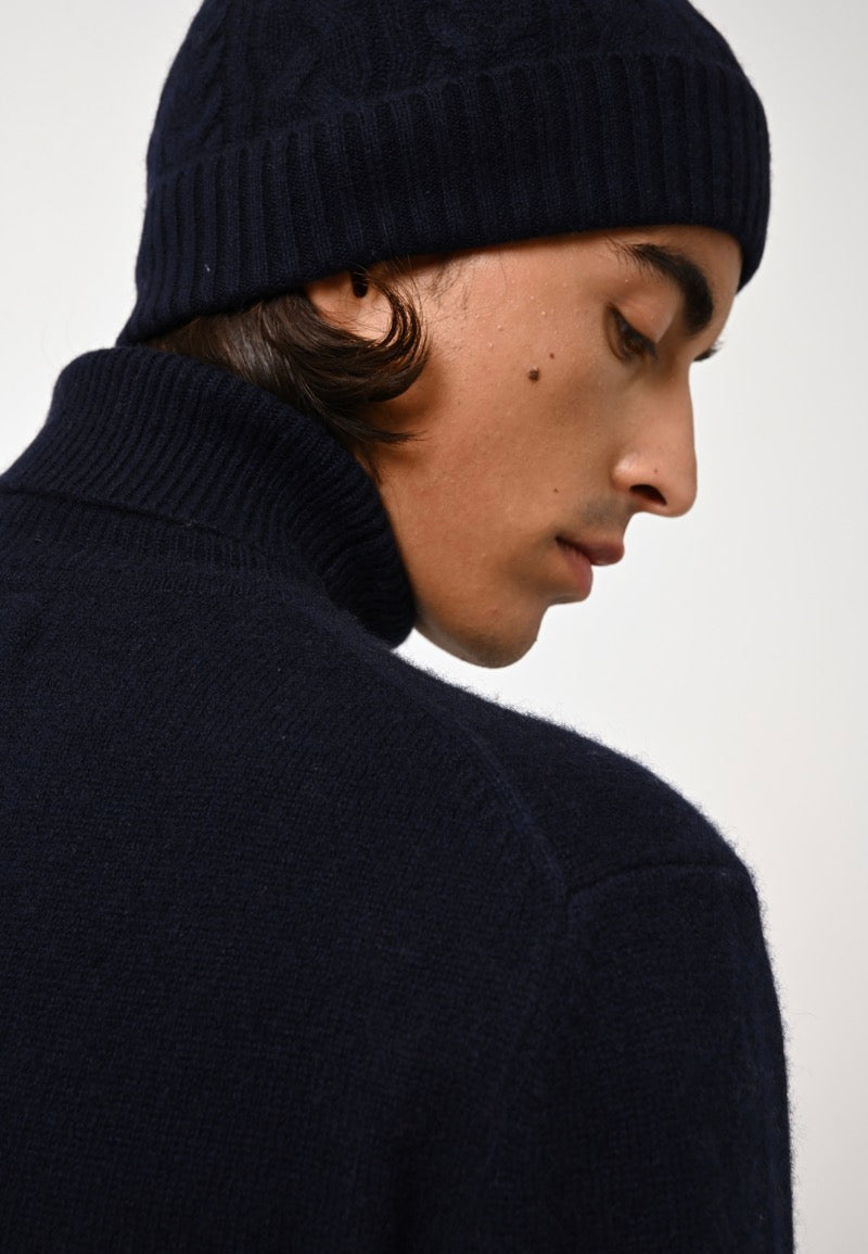 4-Ply Roll Neck Jumper - Martin - Navy