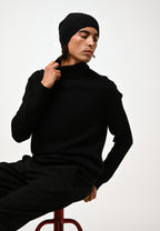 4-Ply Roll Neck Jumper - Martin - Black