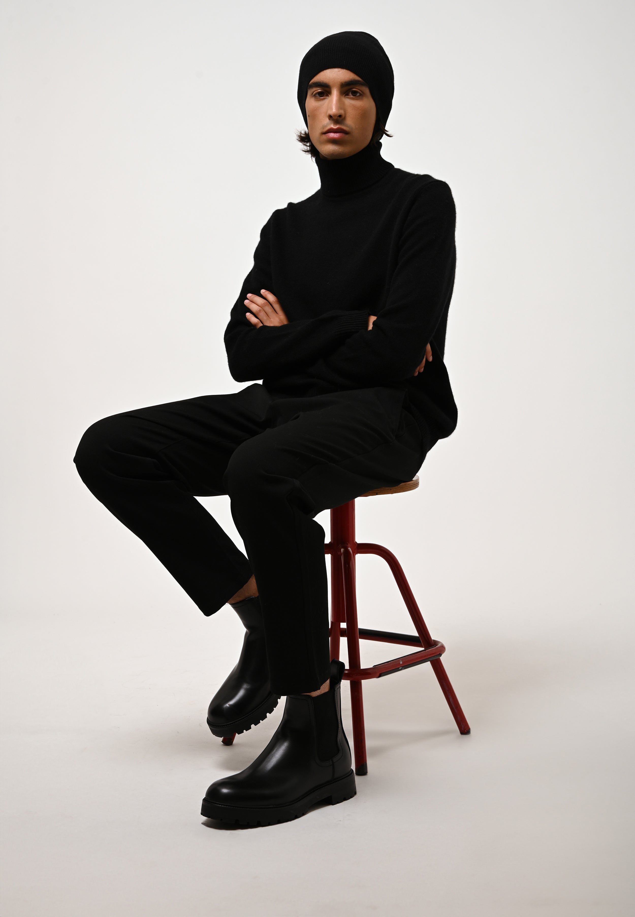 4-Ply Roll Neck Jumper - Martin - Black