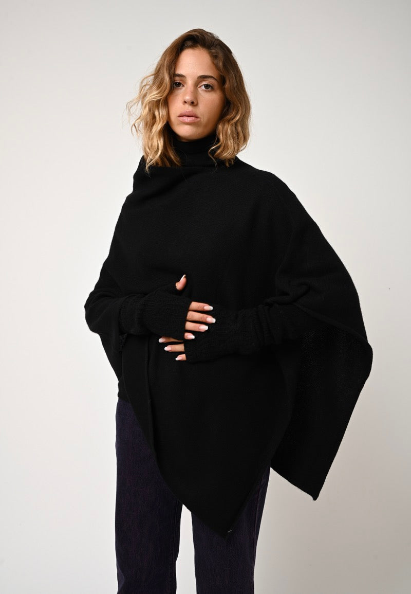Poncho 4 Fils Meryl - Negro - 100% Cachemira 4 Hilos
