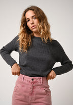 Pull Col Rond Daria - Anthracite Chiné - 100% Cachemire 2 Fils