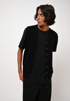 Cardigan Col V Sans Manches - Hugo - Noir