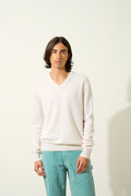 4-Ply V-Neck Jumper - Victor - Snow