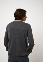 Sweter z dekoltem w serek 4-nitkowy - Victor - Szary