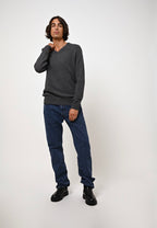 Sweter z dekoltem w serek 4-nitkowy - Victor - Szary