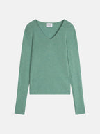 4-Ply V-Neck Jumper - Chelsea - Heather Green