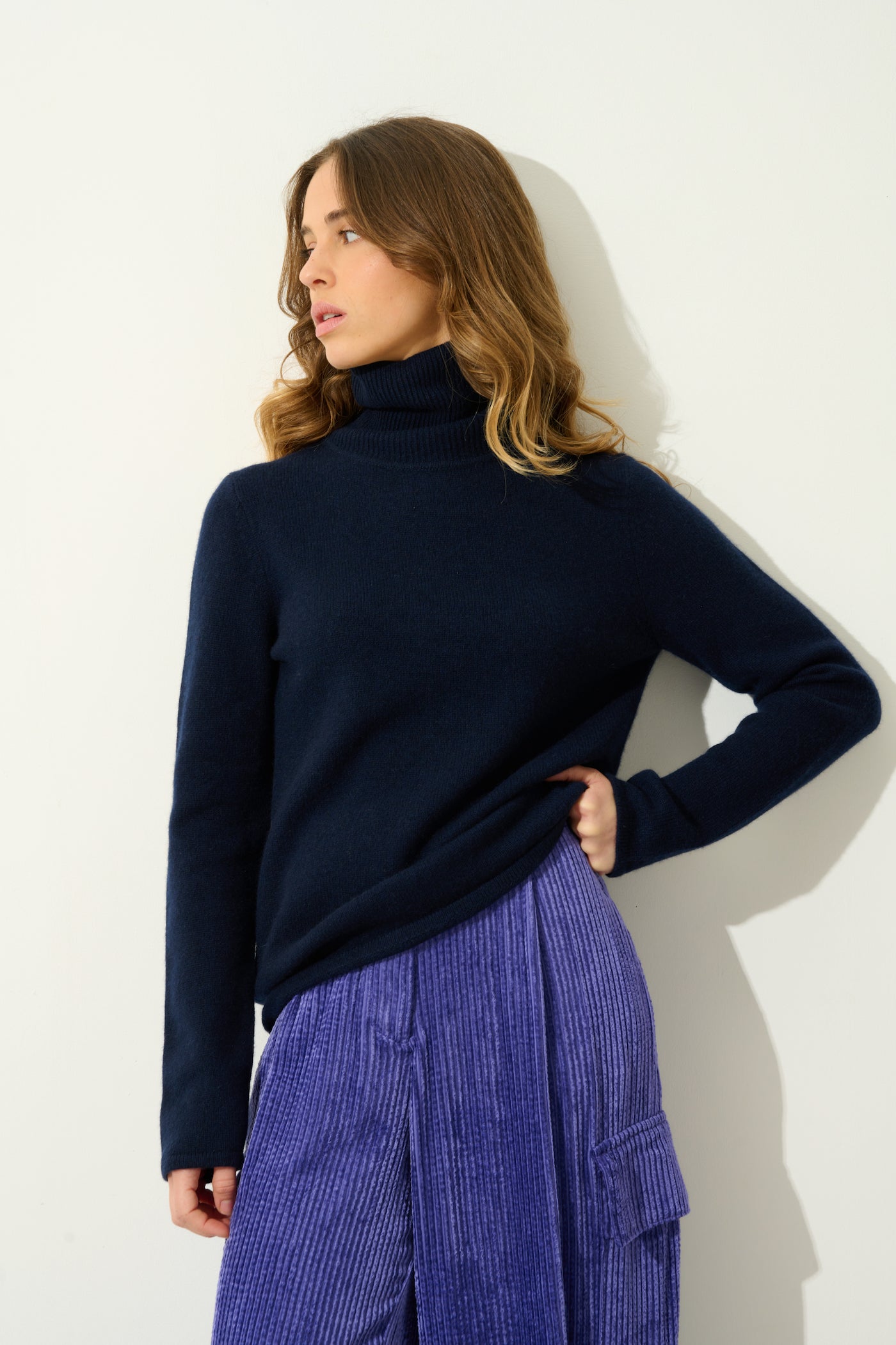 Pull Col Roulé 4 Fils - Linda - Navy