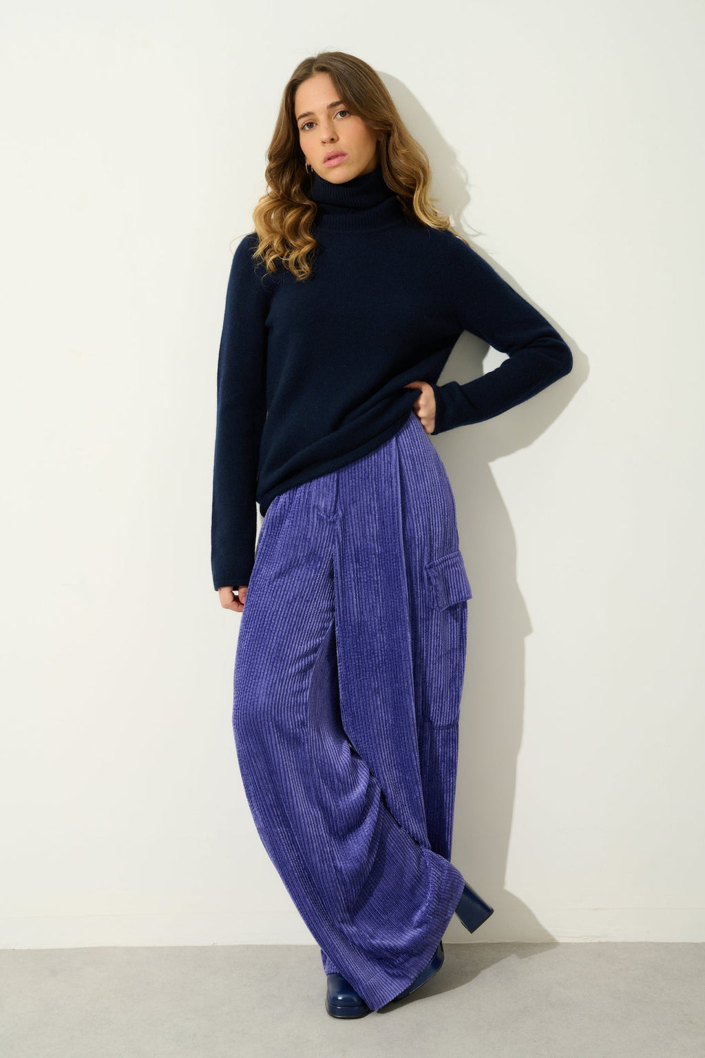 Pull Col Roulé 4 Fils - Linda - Navy