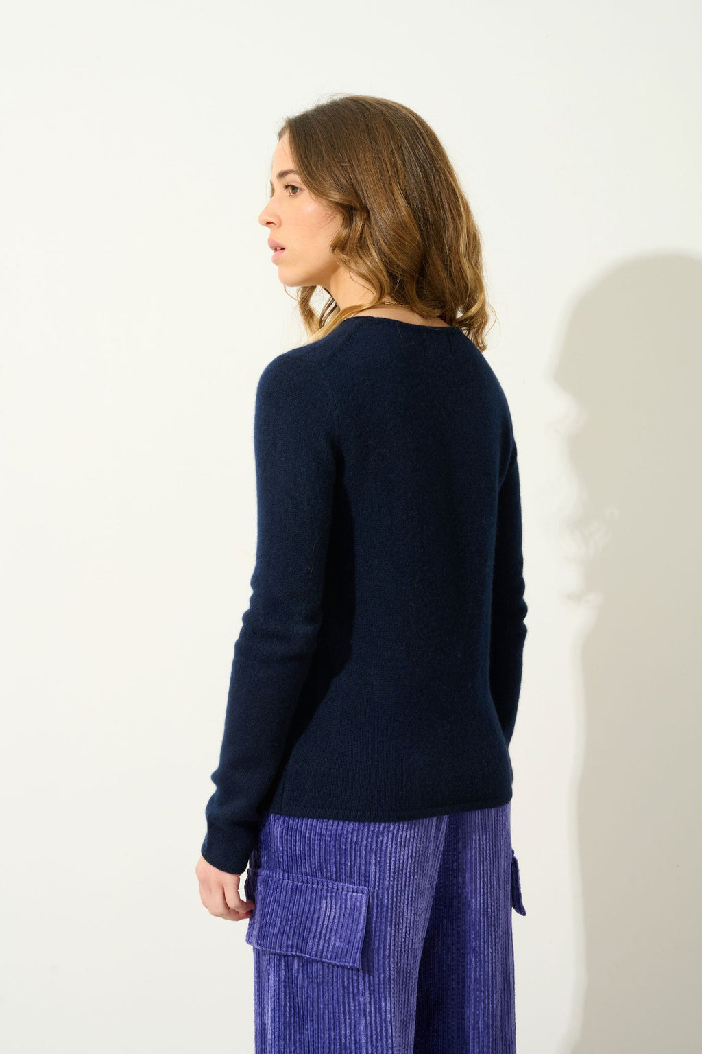 Round Neck 4-Ply Jumper - Ivy - Navy