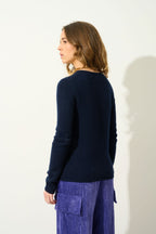 Round Neck 4-Ply Jumper - Ivy - Navy