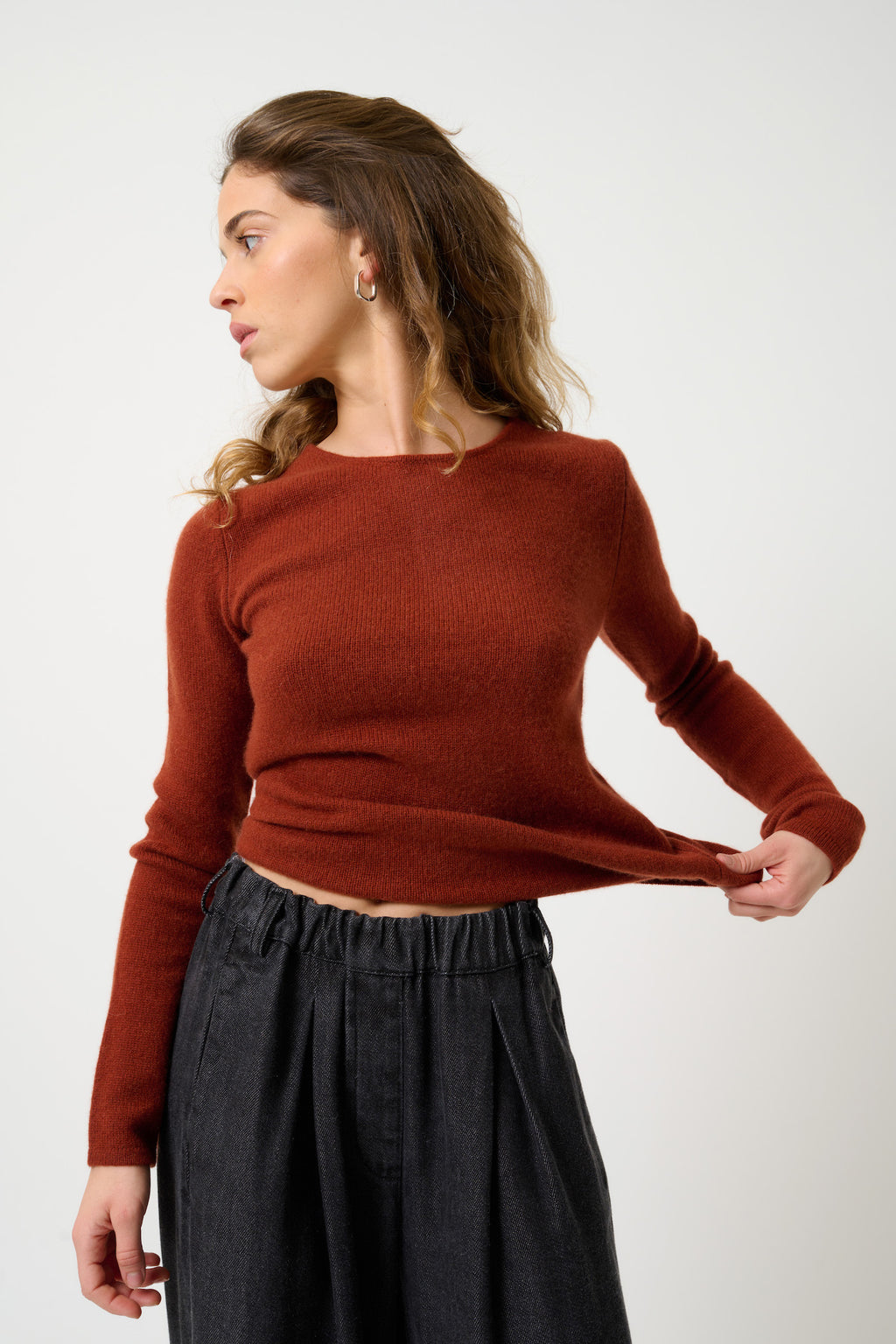 Round Neck 4-Ply Jumper - Ivy - Écureuil
