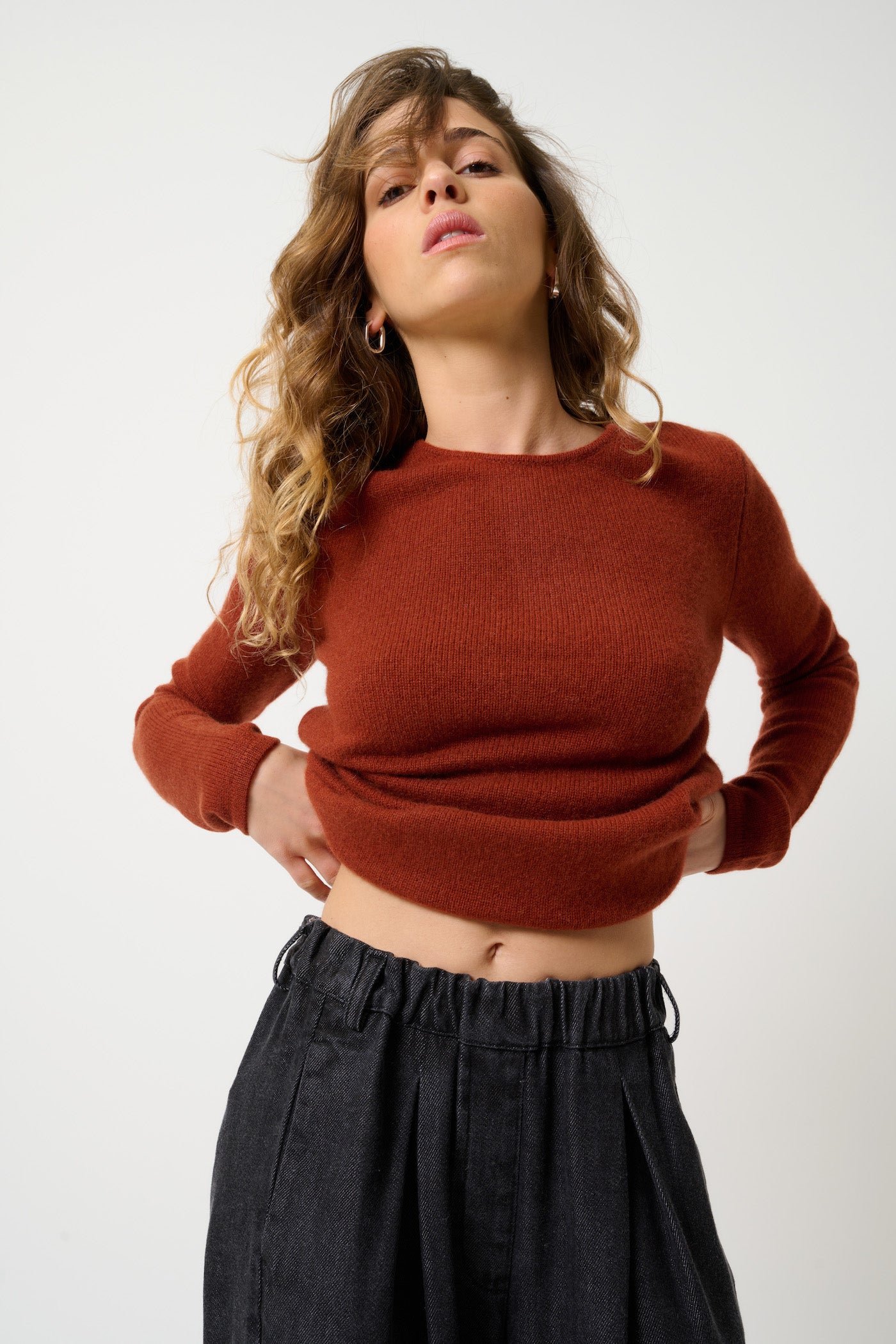 Round Neck 4-Ply Jumper - Ivy - Écureuil