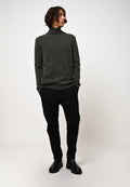 4-Ply Roll-Neck Jumper - Martin - Heathered Khaki