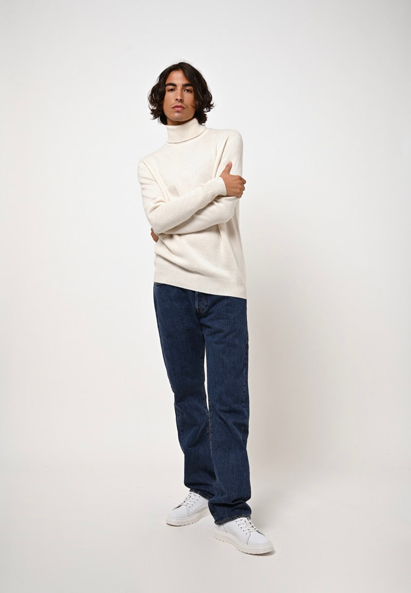 Roll Neck 4 Fils Martin Jumper - Snow - 100% Cashmere 4 Fils